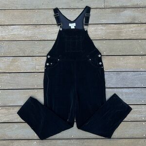 Vintage Black Real Comfort Velvet Cotton Overalls w/ Adjustable Straps